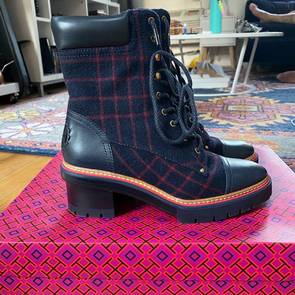 Tory Burch Blue Miller Lug Sole Bootie - Picture 1 of 11
